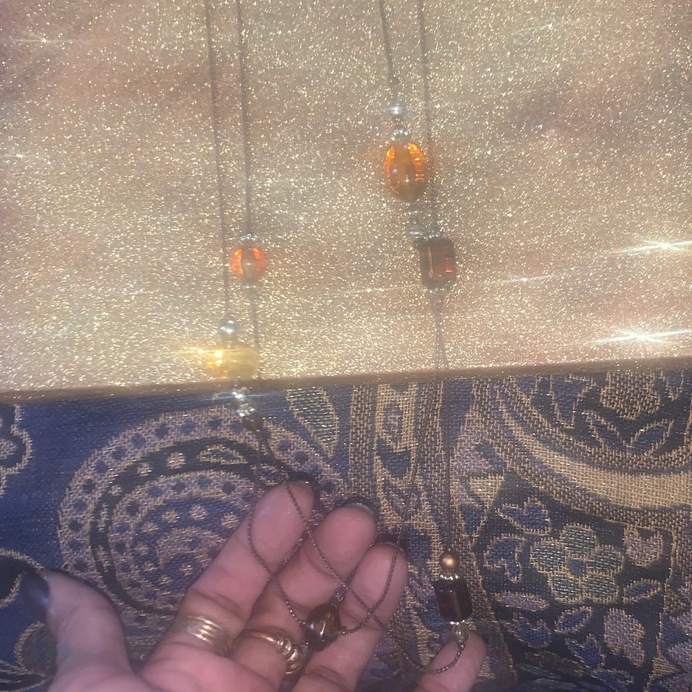 Elegant Amber and Gold Beaded Necklace